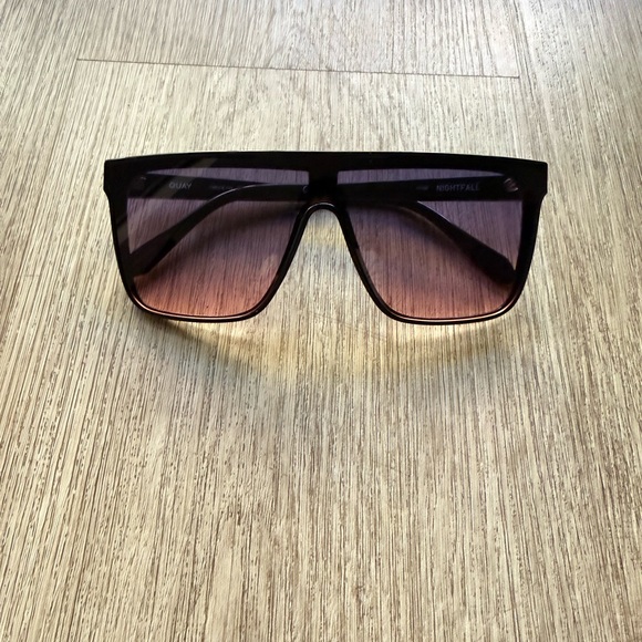 quay australia nightfall black pink fade oversized shield sunglasses eyewear NEW